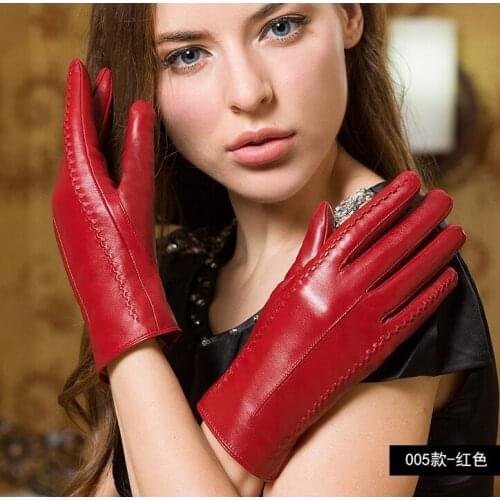 Winter Genuine Sheepskin telefingers gloves winter genuine leather warm lining wool thicken short touch screen gloves MLZ005