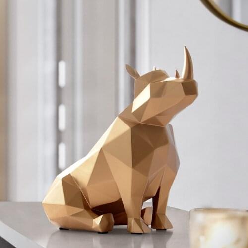 Gifts Statue Tabletop Decor for Office Home Decorations Rhinoceros Statue Desk Ornaments Creative Resin European Figurine Animal