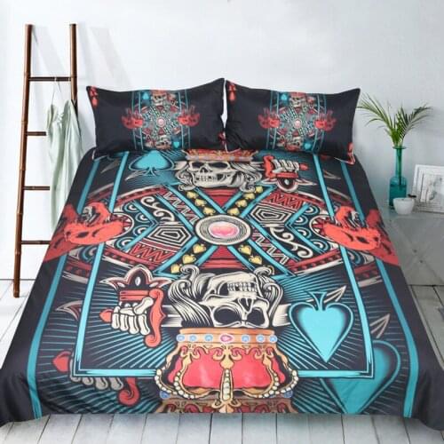 Skull Quilt Pattern Quilt Cover with 2 Pillowcase Fashion Bedding 3 Piece Set 3D Printing Available Size Bed Duvet Cover