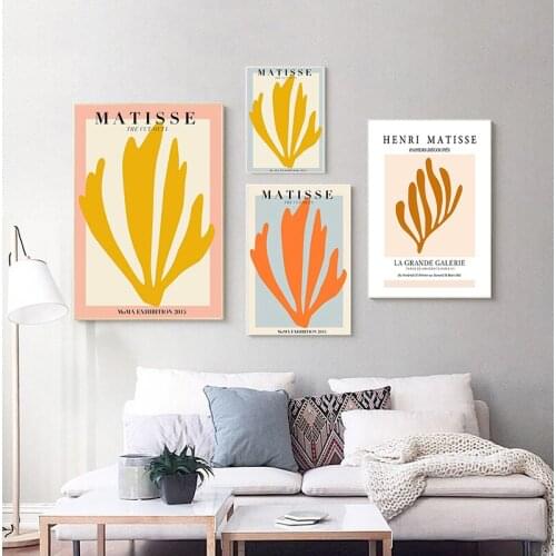 Matisse floral poster abstract painting Tropical plants pop art 4 piece set posters and prints living room decoration