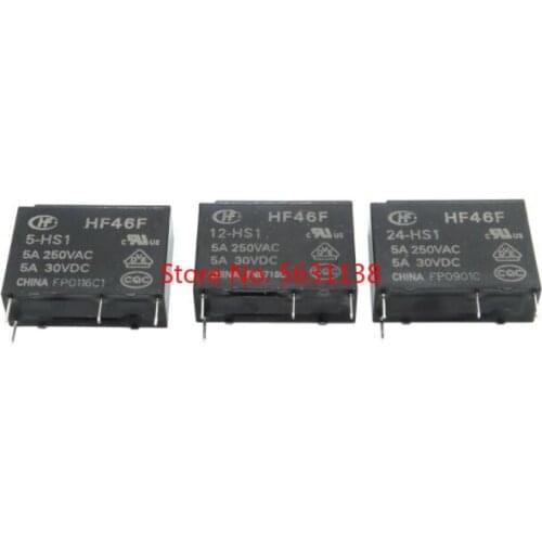 10PCS HF46F-024-HS1 HF46F-012-HS1 HF46F-005-HS1 HF46F 24-HS1 5 12 - 5A250VAC Relay Brand New Wholesale Power RELAYS 5V 12V 24V