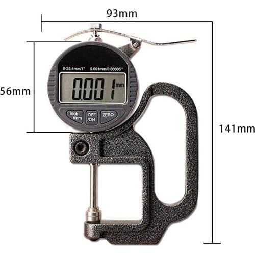 Digital display thickness gauge 0-25.4mm 0.001mm Thickness Gauge thickness meter paper film thickness tester