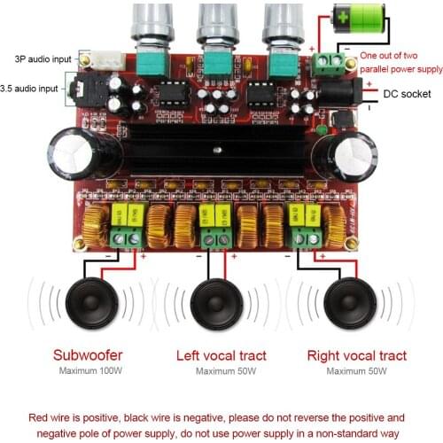 TPA3116D2X2 50W+100W 2.1 Channel Digital Audio Power Amplifier AMP Subwoofer DC12V-24V