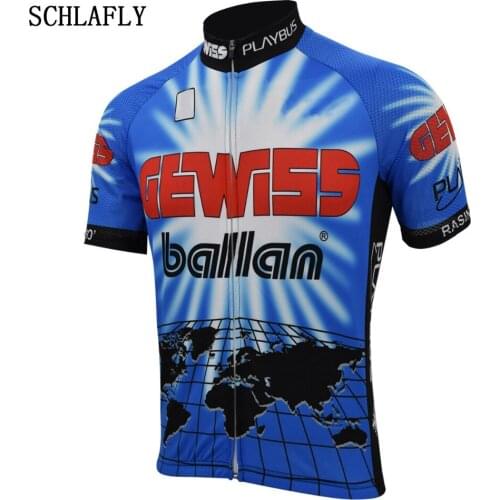 Blue cycling jerseys summer short sleeve retro bike wear jersey road jersey cycling clothing schlafly cycling top