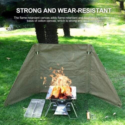 Outdoor Camping Campfire Windshield Cotton Canvas Windproof Strong Wear-resistant Curtain For Camping Outdoor Sport 2021