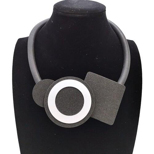 YD&YDBZ Europe Germany Designer Style Necklaces Women Pendnat Necklace Punk Style Rubber Rope Aluminum Sheet Handmade Jewellery