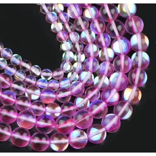 YHBZRET Rose red Austria Crystal Glitte Moon Stone 6/8/10mm Round Spacers Loose Beads For Jewelry Making DIY Bracelet Necklace
