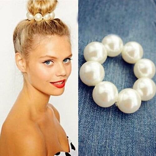 Women Elegant Pearl Elastic Jewelry Hair Bands/Hair Rope/Ponytail Holder Ladies Headwear Accessories