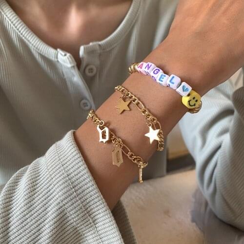 Bohemian Ethnic Handmade Multicolor Bracelet Sets For Women Fashion Star Letters Beads Chains Bracelet On Hand Boho Jewelry