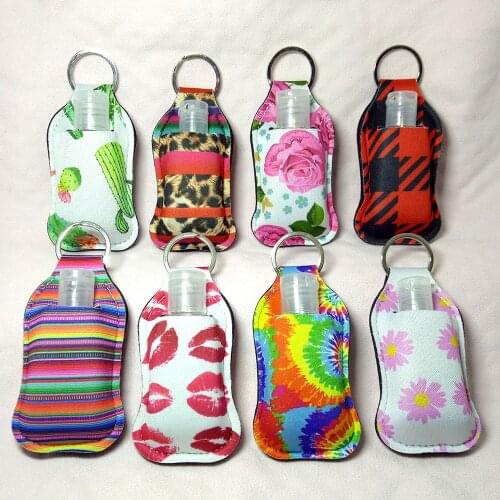 1set Hand Sanitizer Keychain Holder Travel Bottle Refillable Containers 30ml Flip Cap Reusable with Keyring Carrier bag Pendant