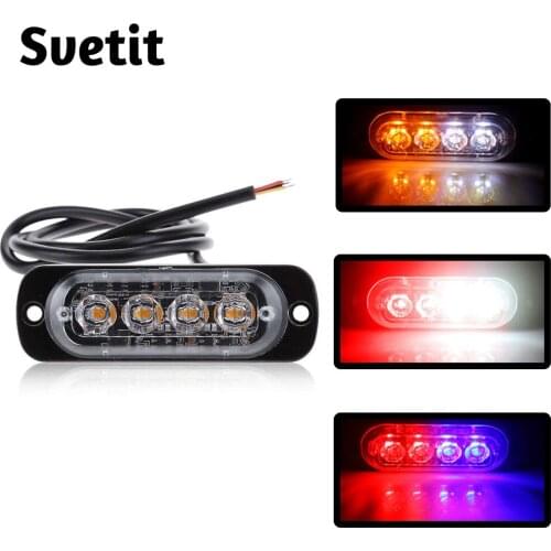 1Pc 12V 24V Motorcycle Strobe Lights LED Side Marker Lamp For Truck Trailers Red Blue Car Police Light Stroboscopes For Auto