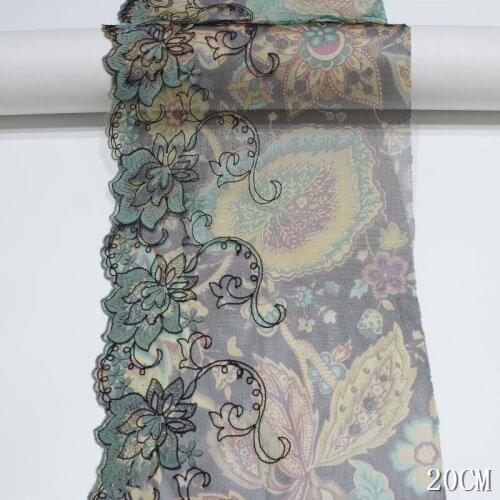 2Yards Green Floral Printed Embroidered Lace Trim Fabric for Garter Lingerie Bra Dress Sewing Underwear Fabric Edge