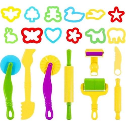 20 Pieces Kids Kneading Tool Dough Plasticine Kitchen Toy Dough Modelling Tools Dough Accessories sand toys For children Gifts