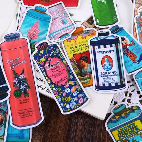 25PCS Vintage powder bottle Stickers Crafts And Scrapbooking stickers book Student label Decorative sticker kids toys