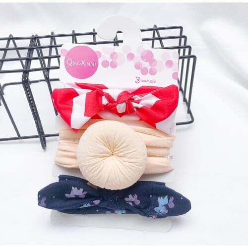 3pcs/Lot Cute Rabbit Ear Elastic Baby Girl Headband Flower Printed Bows Kids Headbands Turban Baby Girls Hair Accessories
