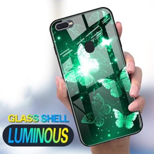 3D Flower Luminous Glass Case For OPPO F5 F7 Youth Light Glow Silicone TPU Cover For OPPO F9 Pro F11 F15