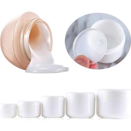 5PCS White Plastic Face Cream Jars Eyeshadow Container Lip Balm Pot Cream Cosmetics Travel Refillable Bottle Makeup Accessory