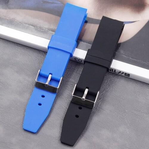 Watch accessories 20mm men and women sports waterproof silicone rubber curved strap buckle accessories