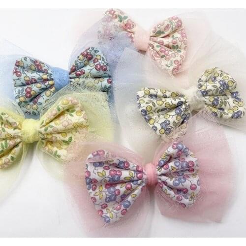 5pcs Big Organza Satin Ribbon Bows Flowers Sewing Appliques 120x80mm A364