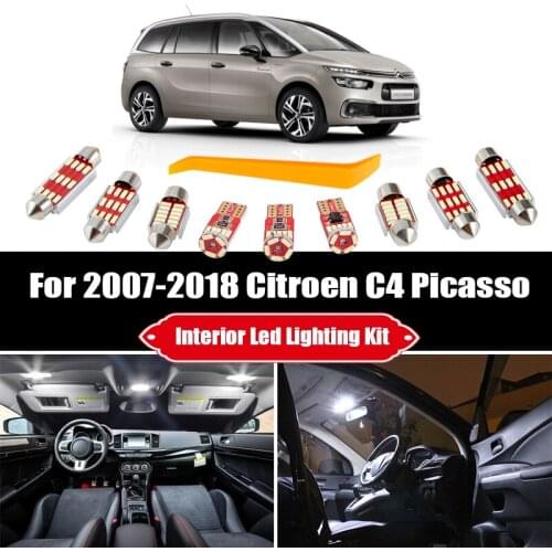 White Canbus Car LED Bulbs Interior For Citroen Accessories For C4 Picasso For C4 Grand Picasso (2007-2018) Dome Map Light Kit