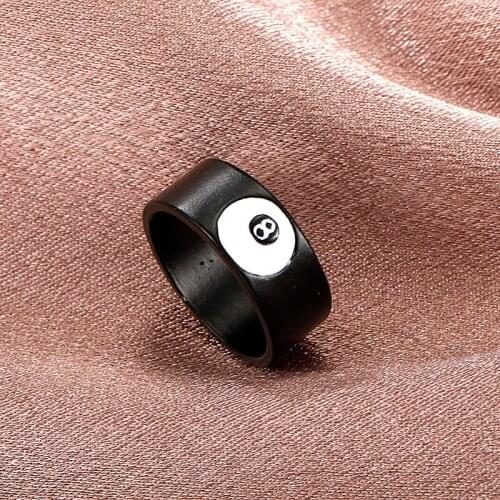 Billiards Black Number 8 Ring Metal Geometric Ring Simple Personality Retro Couple Rings