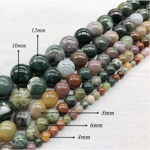 Natural Stone Deep Green Loose Beads Round Carnelian 4MM 6MM 8MM DIY Beaded for Women Jewelry Making Bracelets Necklaces J127