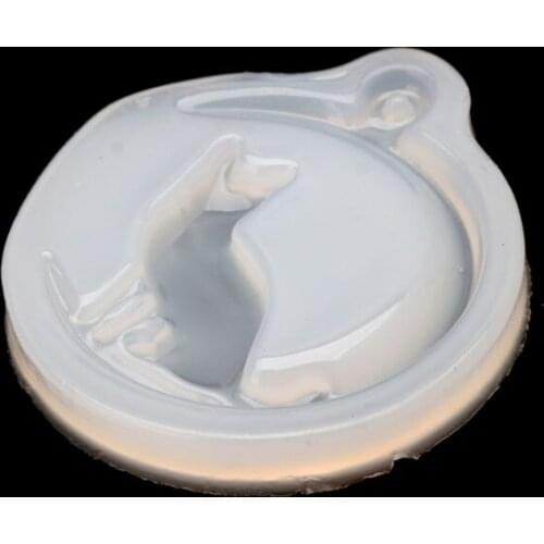 Cat Sit On Moon Charm Pendant Silicone Mold Jewelry Making Resin Casting Mold T84A