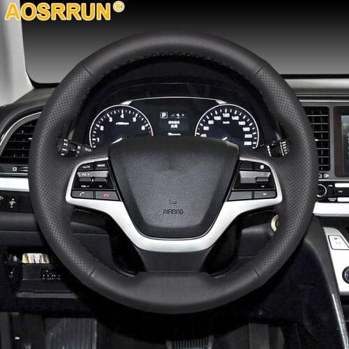 DIY Artificial Leather Steering Wheel Cover For Hyundai Elantra 4 2016 - 2018 Solaris 2017 Accent 2018