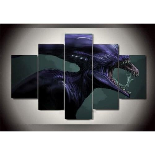 Alien Xenomorph Moive Digital Canvas Art Print,5Pcs,No Frame