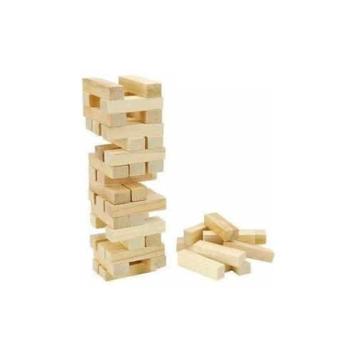 Sorona Wooden Jenga Balance Taktik Game Big size 57 Piece 1.5x3x9 cm Senka 57 Piece