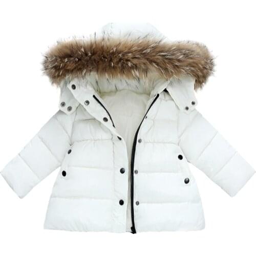 Children Girls Boys Russia Winter Real Fur Thickened Down Parkas Hooded Coat Jacket Overcoat 1-10Y Baby Kids Clothing Outerwear