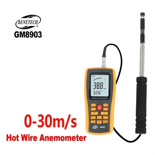 DZYTEK Measuring Instrumen Anemometer Digital Wind Speed Temperature Tester USB Interface GM8903 0~30ms Anemometer Wind Sensor