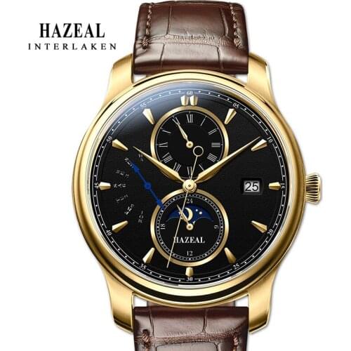 HAZEAL Mens Gold Watch