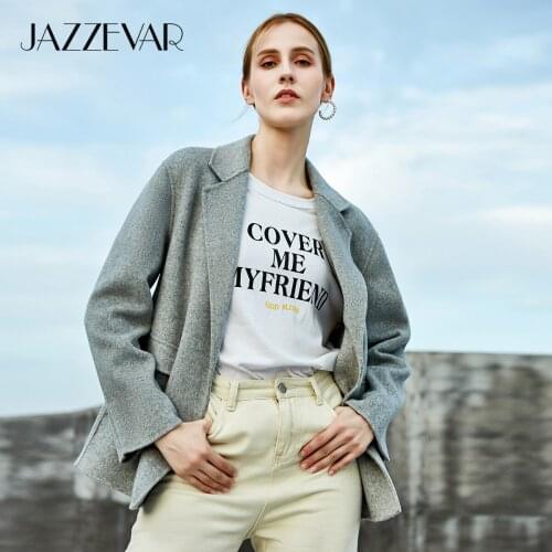 JAZZEVAR 2020 Atumn Winter New Arrival Women Doubleface Jackets Handmade Suit High Quality Woollen Outerwear blezar For Lady