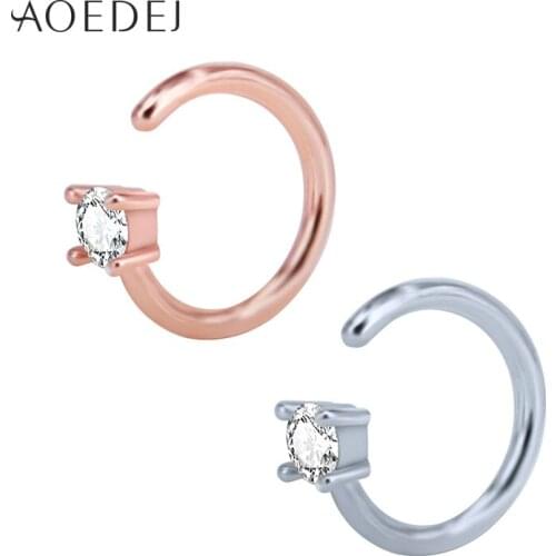 AOEDEJ Crystal Nose Hoop Ring Jewelry Piercing Ring Nose 16g Ear Tragus Cartilage Labret Piercing Ring Rose Gold Color Jewellry