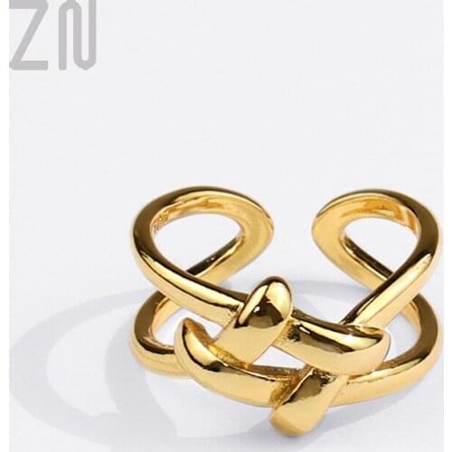 ZN Trendy Personality Ladies Ring Creative Design Cross Geometry Opening Finger Rings for Women Fashion Jewelry Accessories Gift