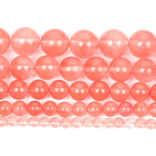 Natural Stone Pink Watermelon Tourmaline Charm Round Loose Beads For Jewelry Making Needlework Bracelet Diy Strand 4-12 MM