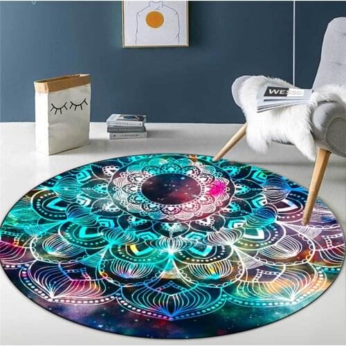 Colorful Round Mandala Mat For Floor Bohemia Ethnic Rug For Bedroom Chair Mat Area Rug For Girl Room Decoration Bedroom Bedside