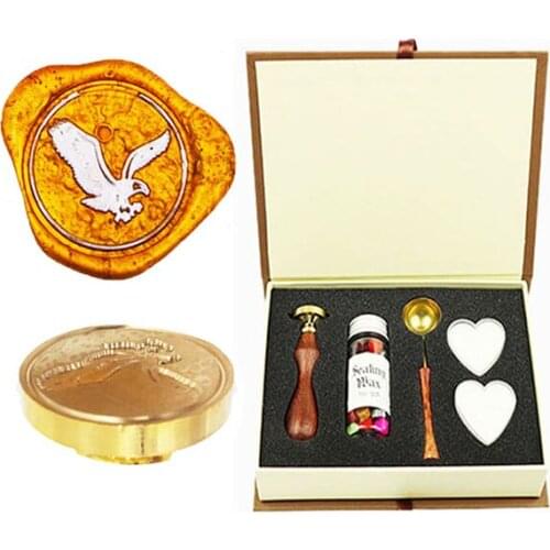 Flying Eagle Bird Wax Seal Stamp Vintage Custom Made Your Design Elegangt Natural Rosewood Handle Sealing Wax Stamp Kit Gift
