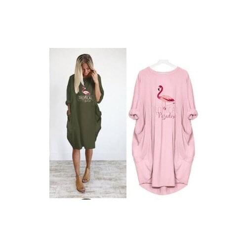 Summer Crane Print Maternity Dresses Round Neck Pregnant Dress Vestidos Casual Loose Long Sleeve Pregnancy Dress Vestidos