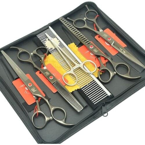 Meisha 7 inch Professional Dog Shears pet Grooming Scissors Set Puppy Cat Cutting Tesoura Thinning Curved Styling Tools HB0239