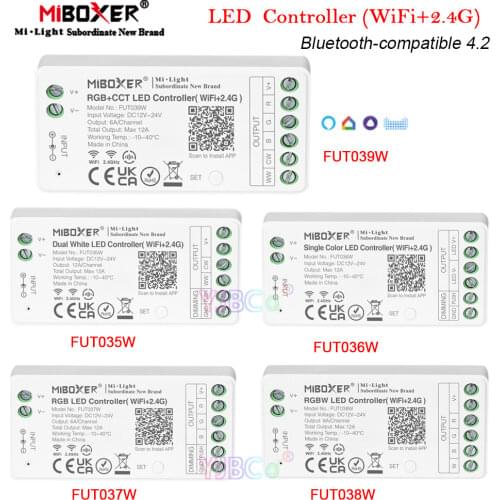 Miboxer Single color/CCT/RGB/RGBW/RGB CCT 2.4G WiFi LED Controller Bluetooth-compatible 4.2 DC12V 24V Max 12A Tuya Light Dimmer