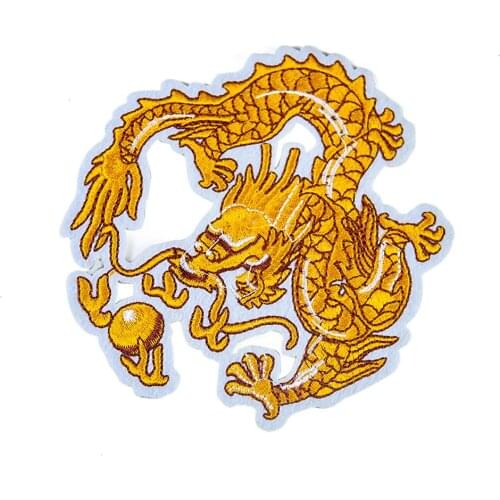 Chinese Animal Embroidery Gold Dragon Patches For Clothing Sew On Sticker Patches Sewing Accessories Clothes Jeans Decoration