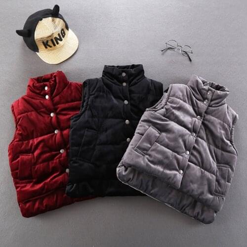 New Autumn Winter Girl Vests Childrens Cotton Warm Vest Baby Boys Gold Velvet Waistcoat Fashion Style Girls Vest Outerwear