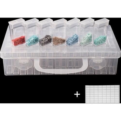 64/128/192/256pcs diamond painting accessories tools Box Organizer Transparent Plastic Rhinestone Drill Mosaic Bead Storage Box