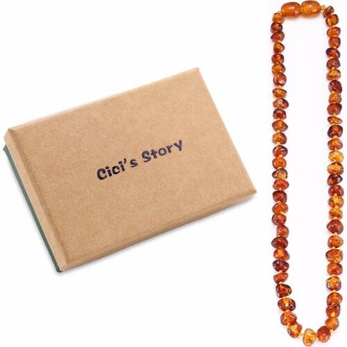 Baltic Amber Teething Necklace for Baby Size 14-35cm - Gift Box - 4 Colors