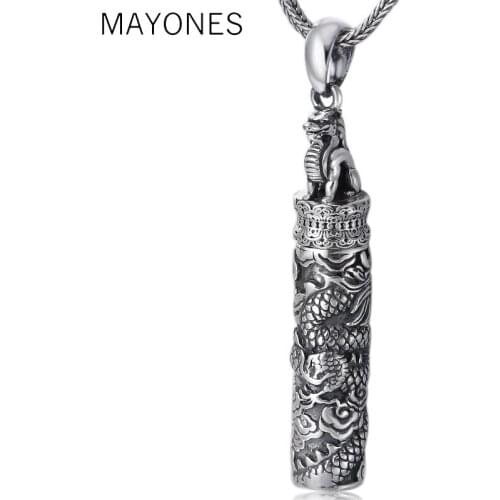 Handmade 100% 990 Silver Tibetan Dragon Gau Pendant Necklace Pure Silver Engraved Dragon Buddhist Prayer Box Pendant Necklace