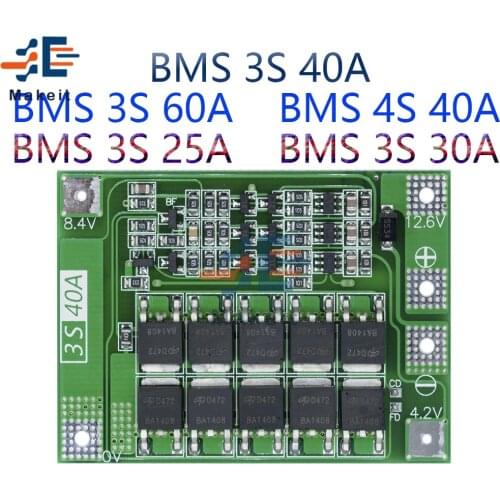 3S/4S 40A 60A Li-ion Lithium Battery Charger Protection Board 18650 BMS For Drill Motor 11.1V 12.6V/14.8V 16.8V Enhance Balance