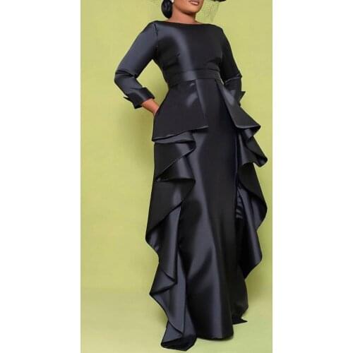 Long Sleeve Maxi Dress African Dresses for Women 2021 African Clothes Dashiki Ruffles Gown Robe African Clothes Women