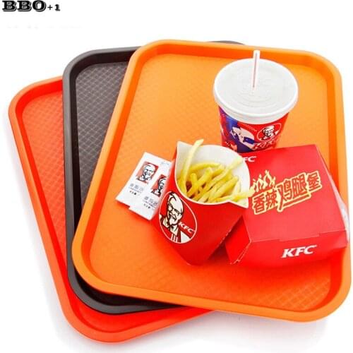 New 1pcs Fast Food Tray Plastic Lunch Trays Restaurant Cafe Bar Coffee Drink Snack Plate Rectangle Commercial Products Tray